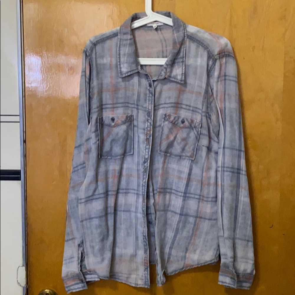Maurices burnout denim plaid top in XXL